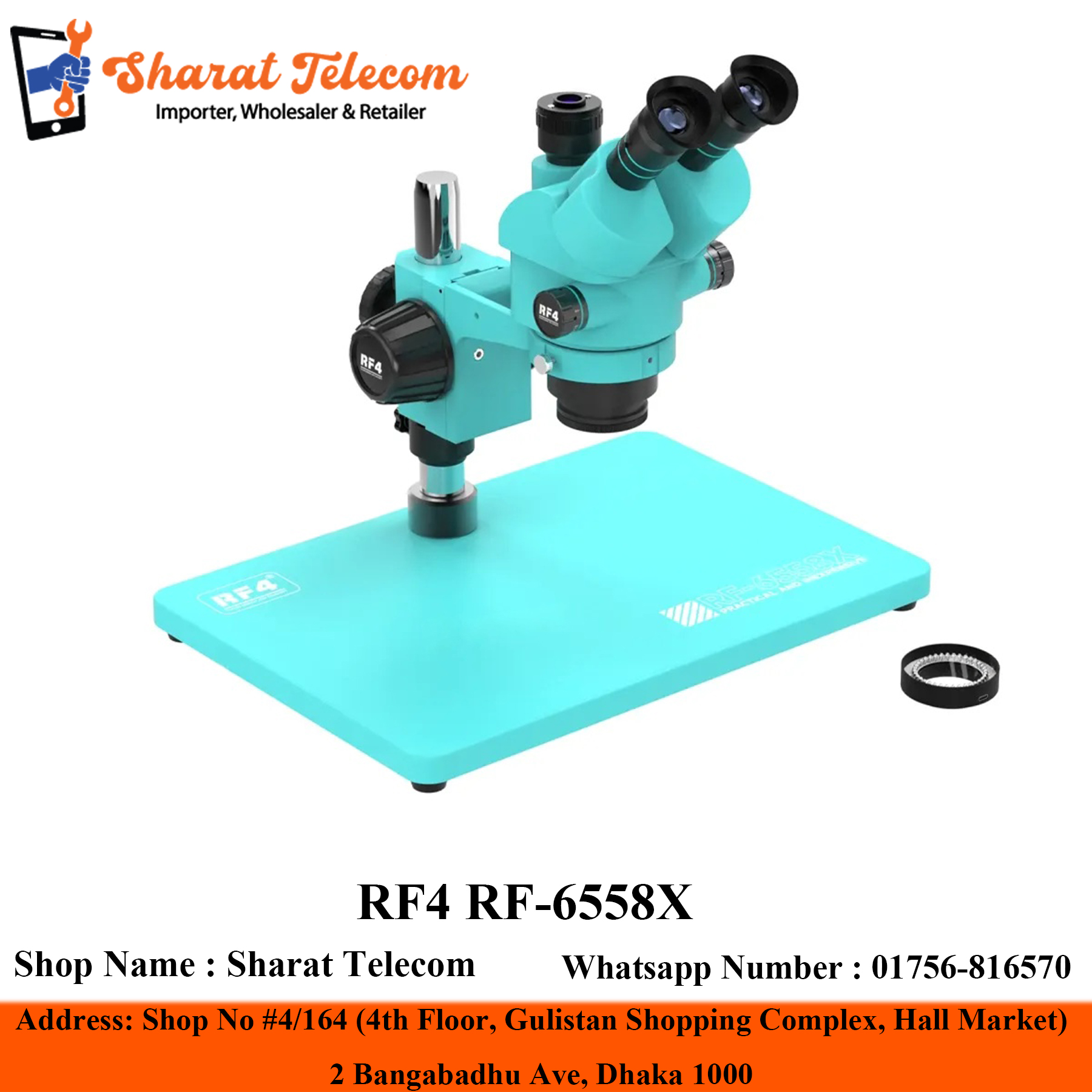 RF4 RF-6558X 6.5-58x Super-large Synchronous Imaging 4K Camera Stereo Microscope