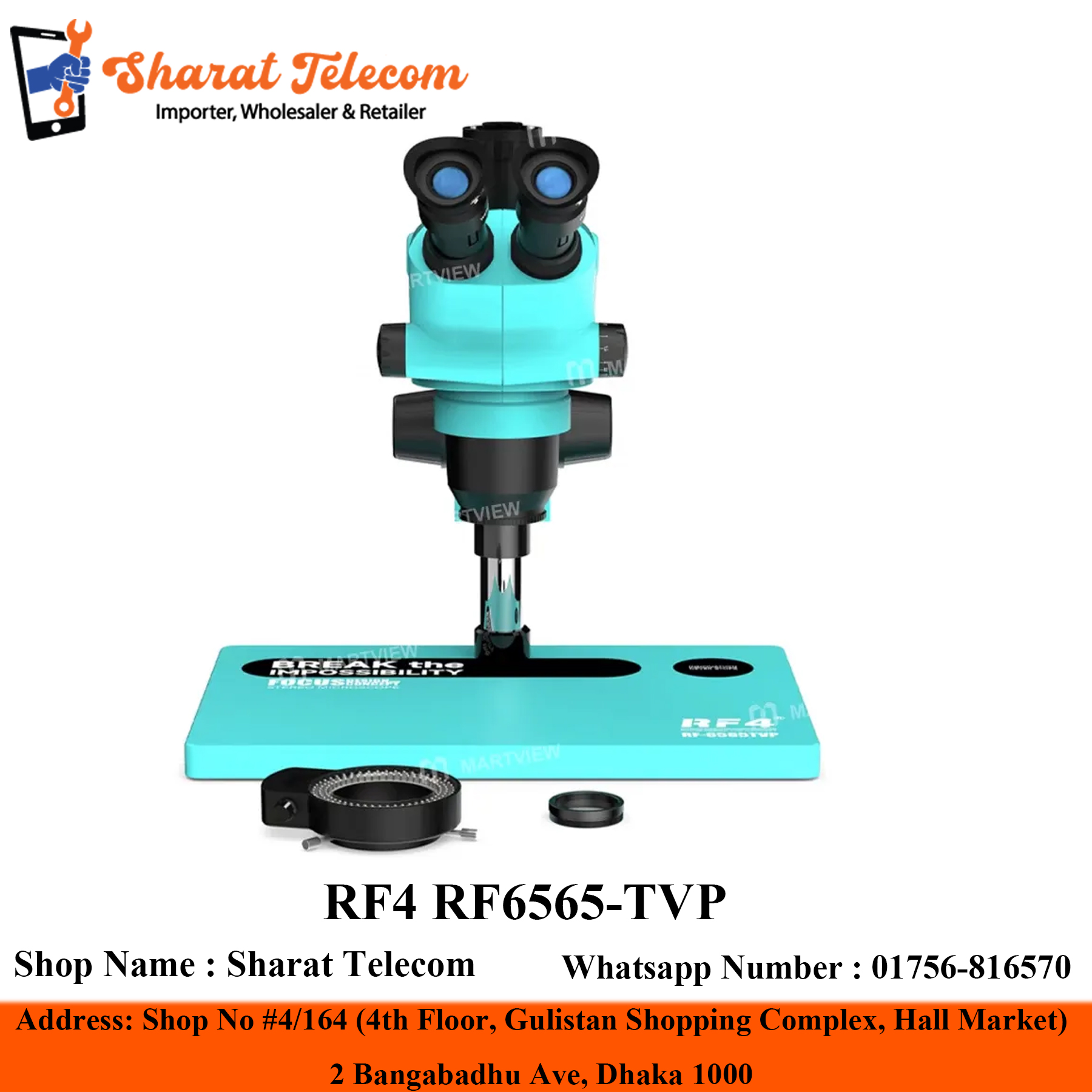 RF4 RF6565-TVP Full HD Stereo Microscope 6.5-65X Continuous Zoom High Quality Research