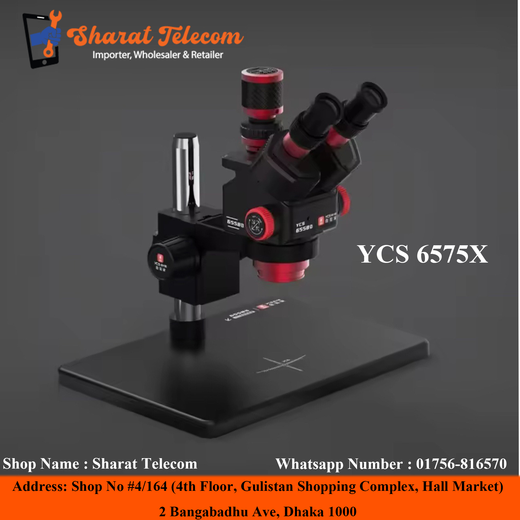 YCS 6558S 6.5X-58X ROTATION TRINOCULAR MICROSCOPE