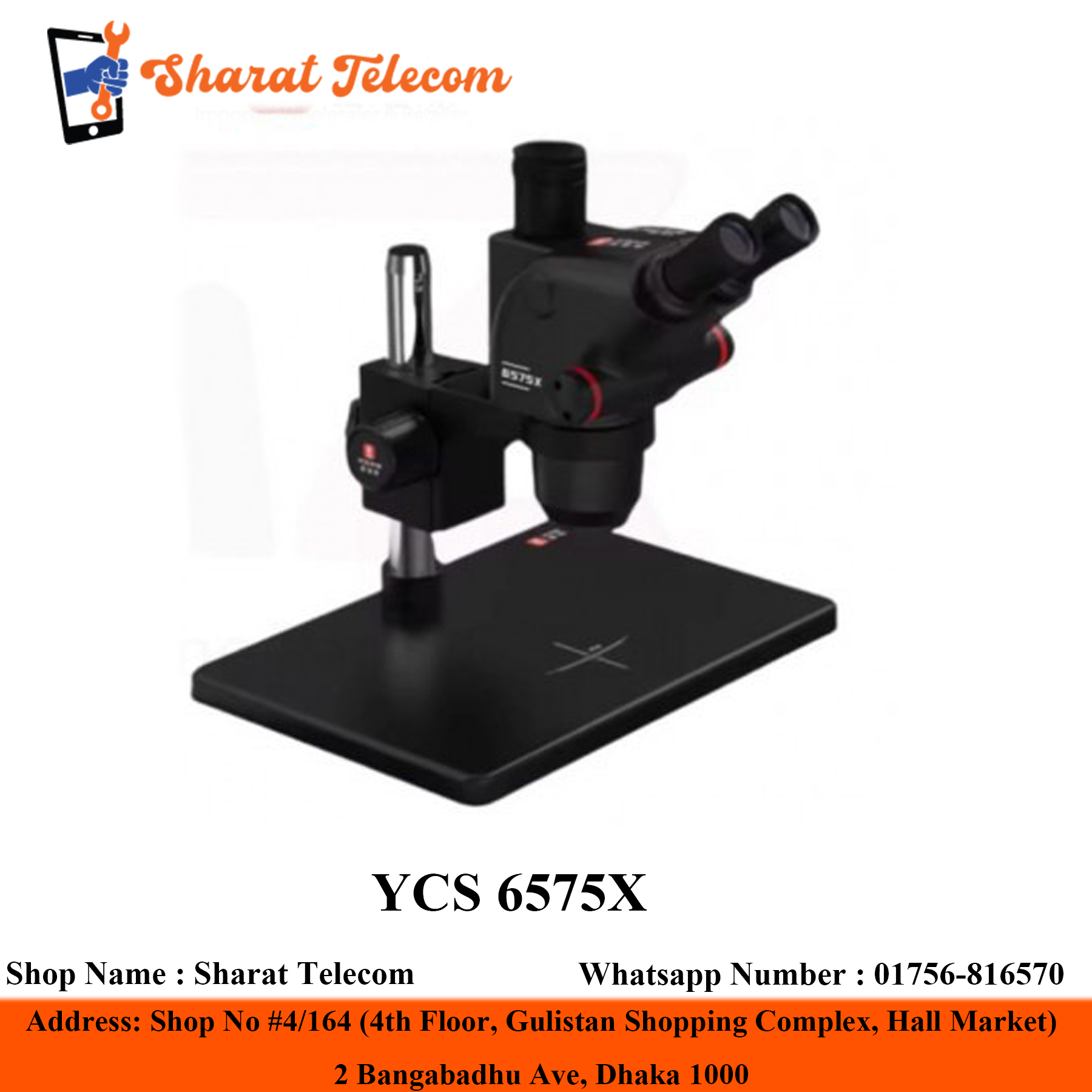 YCS 6575X Microscope 6.5-75X  Trinocular Continuous Zoom 4K Camera