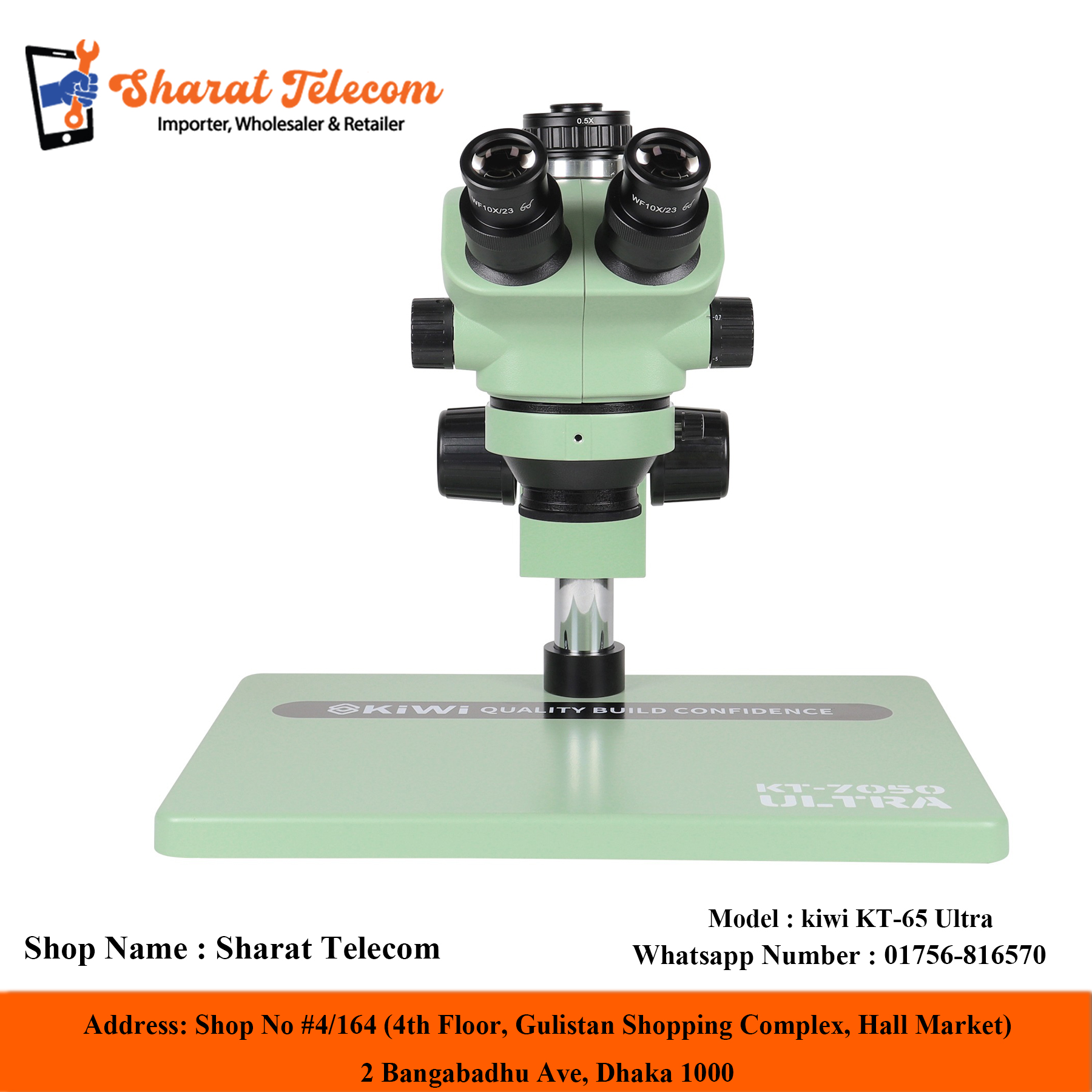 kiwi KT-65 Ultra Stereo Trinocular Microscope 6.5-65x Optical Zoom High Quality