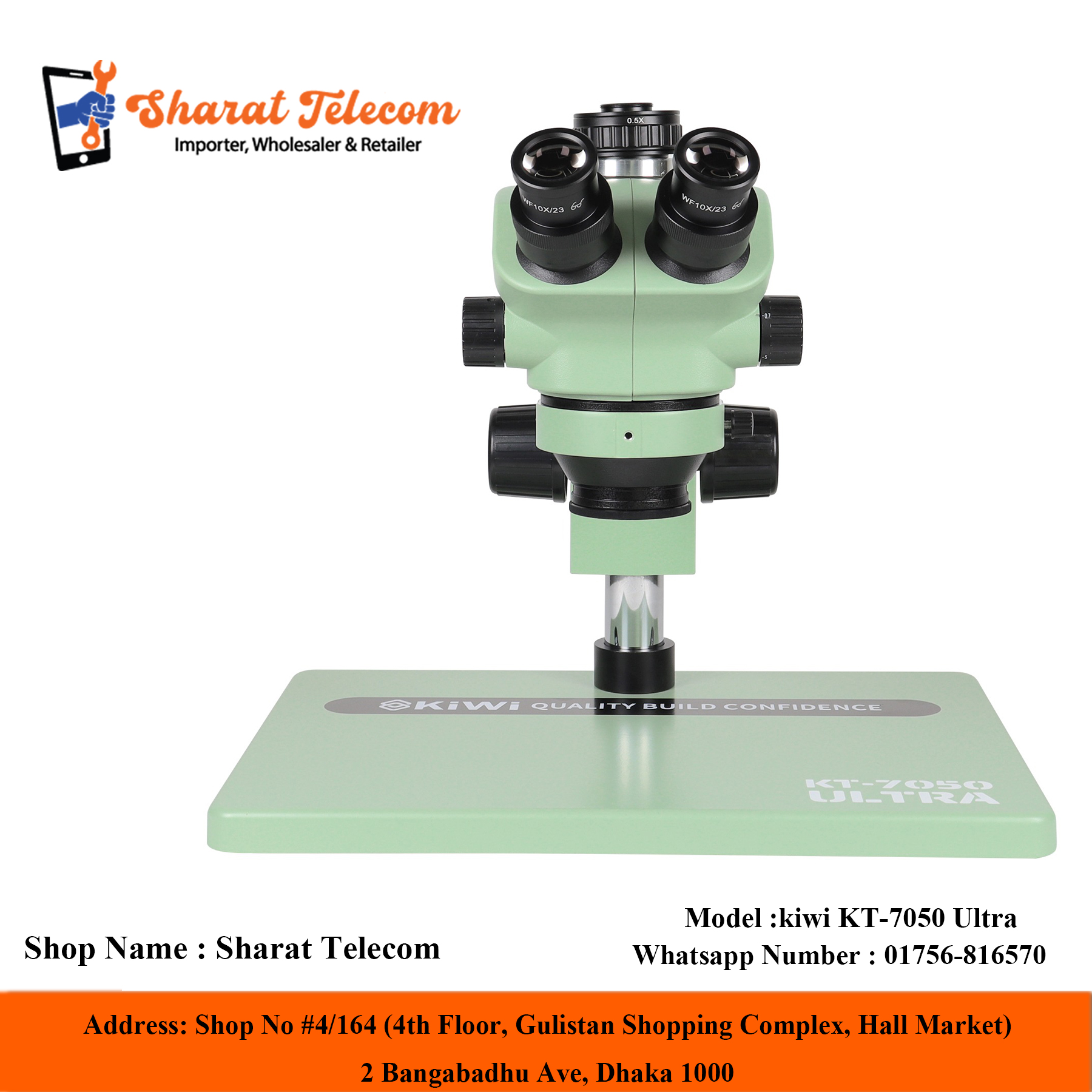 kiwi KT-7050 Ultra Upgraded Zoom Trinocular Microscope 7-50x Magnification with High Quality