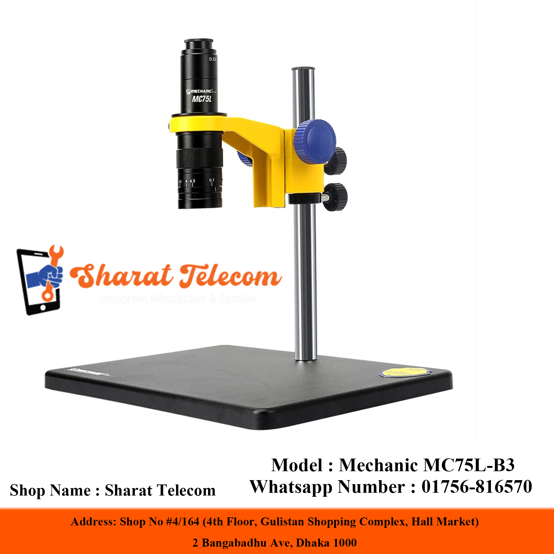 Mechanic MC75L-B3 Microscrope 07.5.0X VIDEO MICROSCOPE WITH DX480 CAMERA continous Zoon with Led LighT