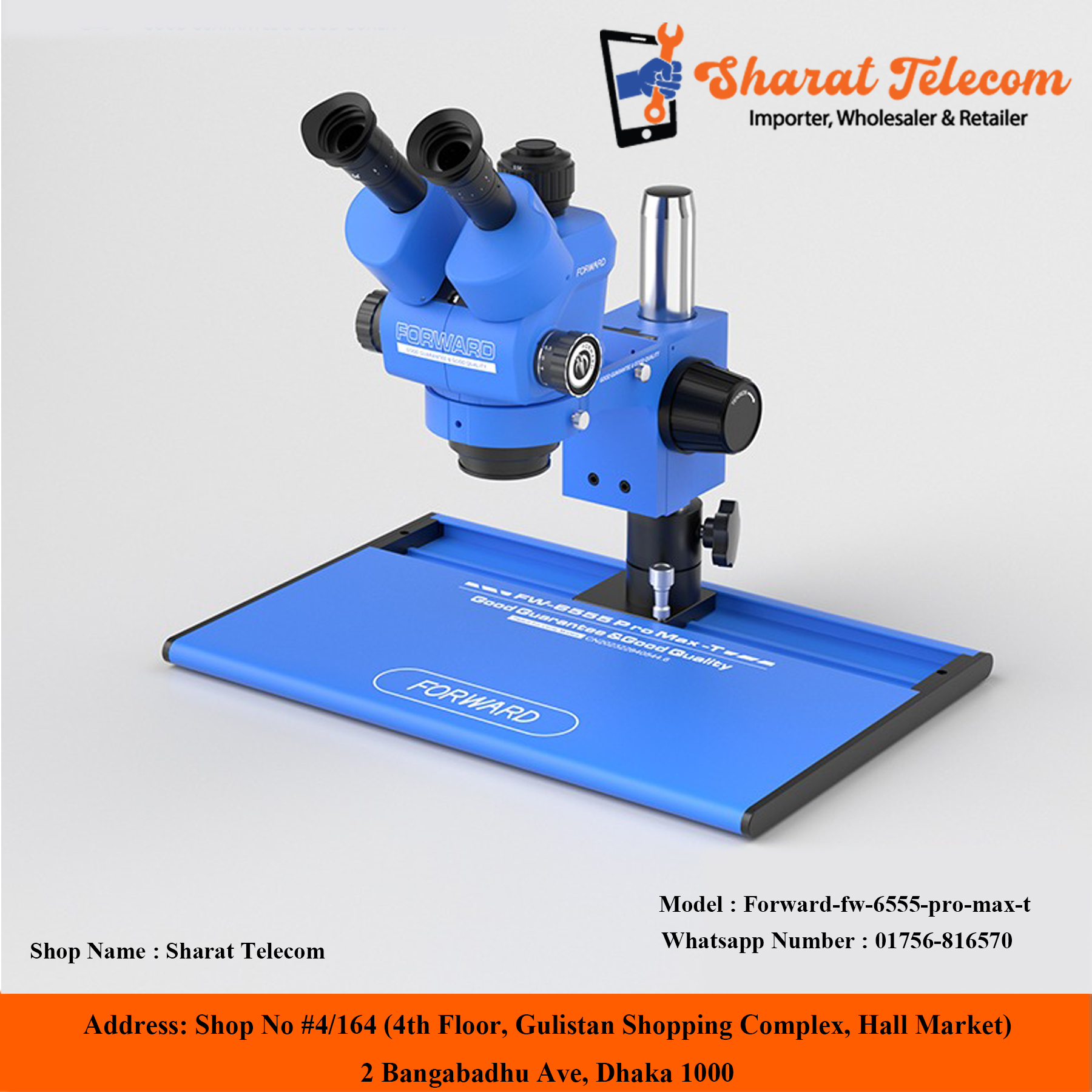 Microscopes Forward FW 65 55 PRO MAX T SYNCHRONOUS ZOOM TRINOCULAR STEREO 6.5X-55X MICROSCOPE