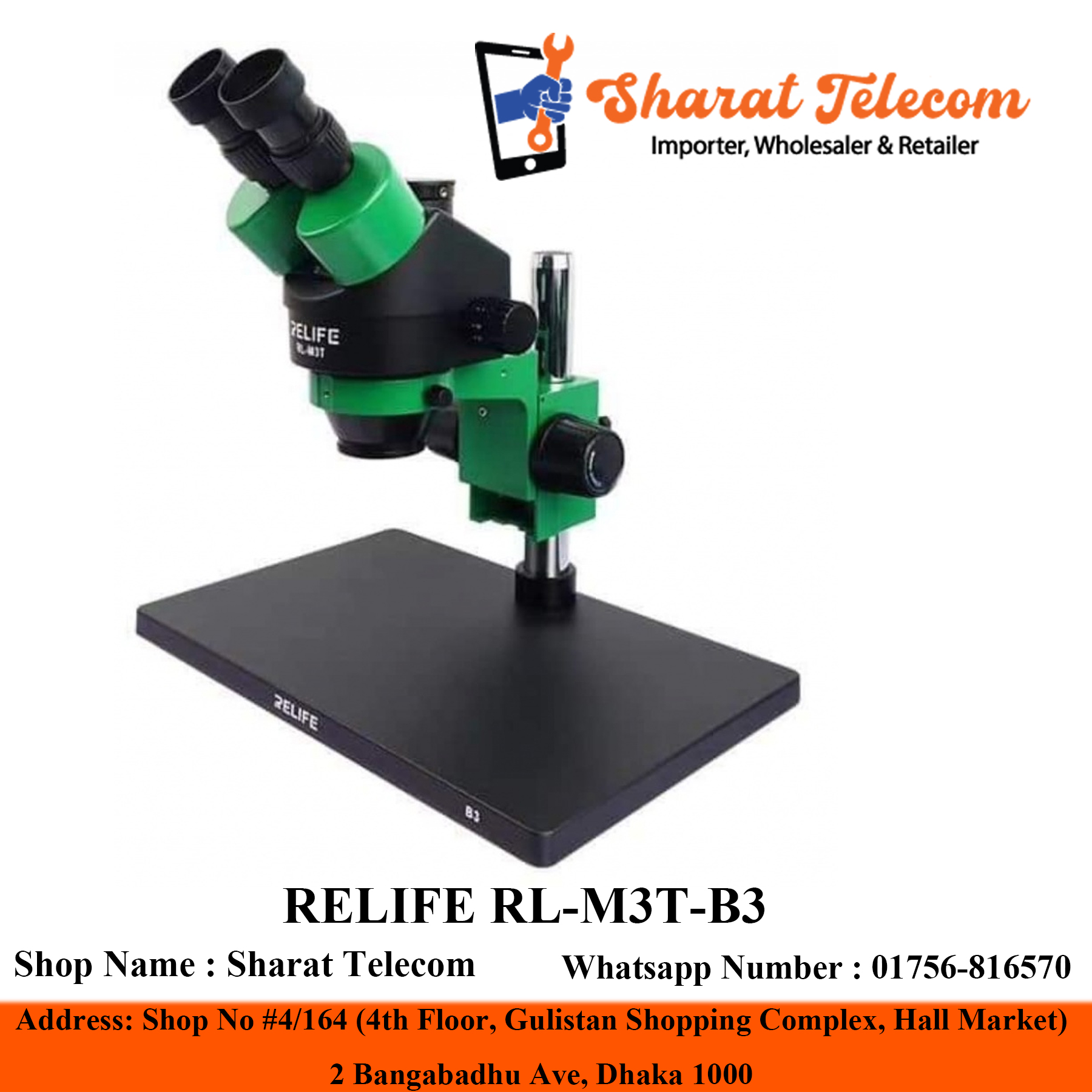 RELIFE RL-M3T-B3 Stereo Microscope 7X-45X Zoom Matched HDMI With Best Quality Camera