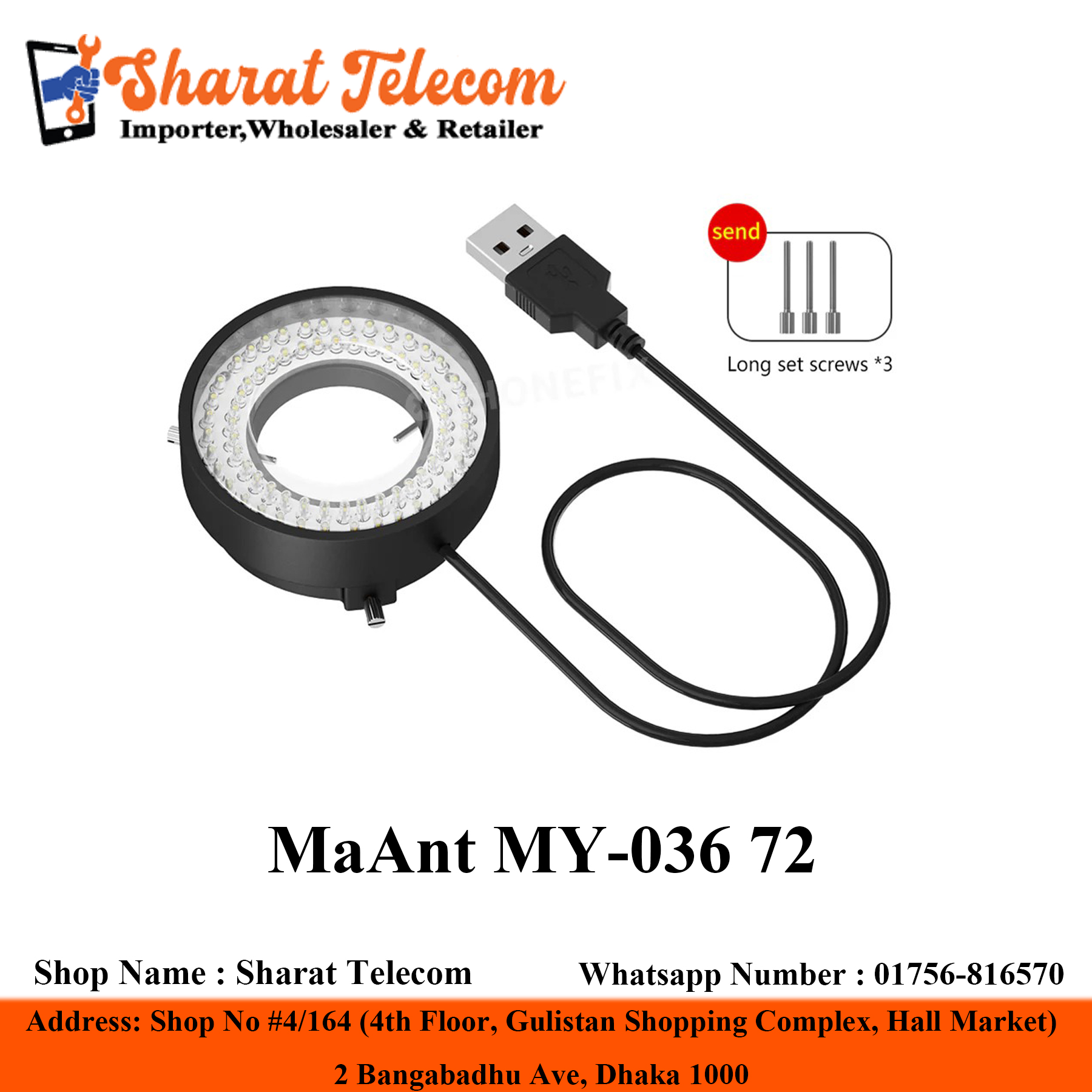 MaAnt MY-036 72 Ring Polarized LED Light Phone Repair Microscope Lamps price in Bangladesh - Sharat Telecom