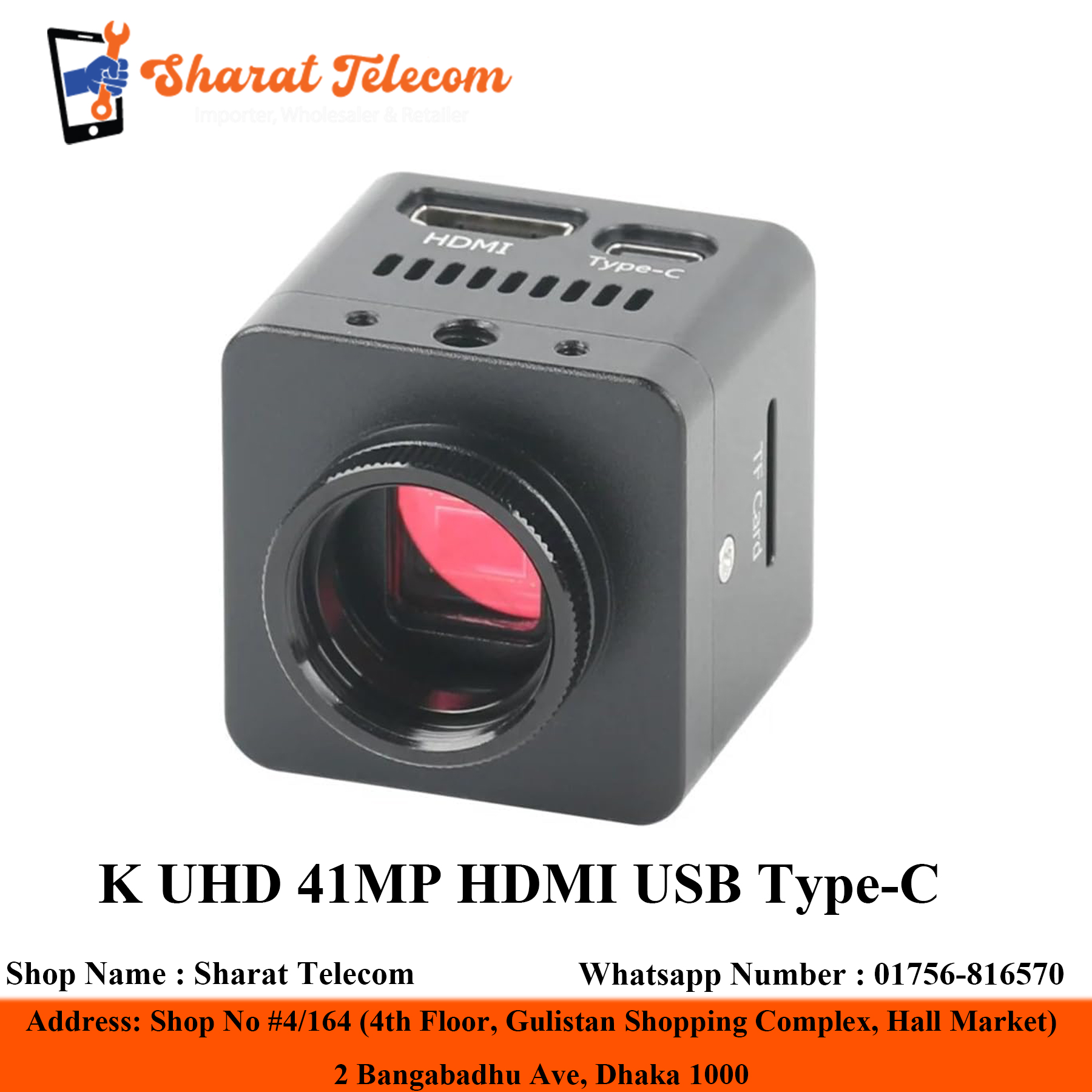 Microscope Camera 4K UHD 41MP HDMI USB Type-C Inspection Microscope Camera Tool