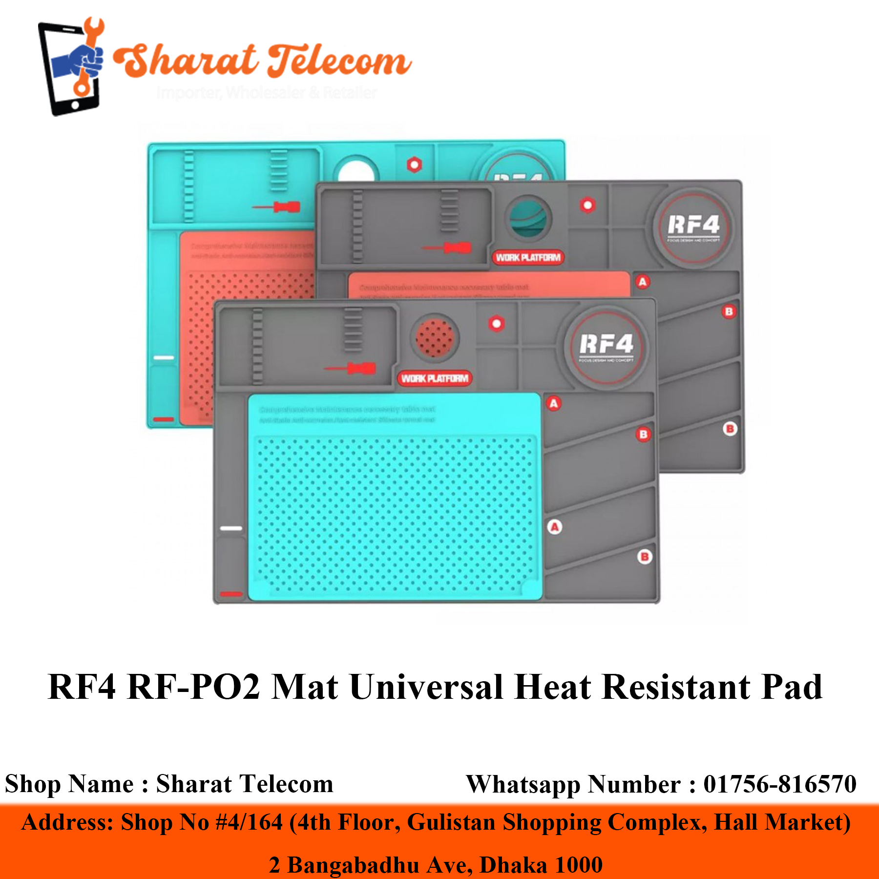 RF4 RF-PO2 Mat Universal Heat Resistant Pad Maintenance Microscope Silicone Mat