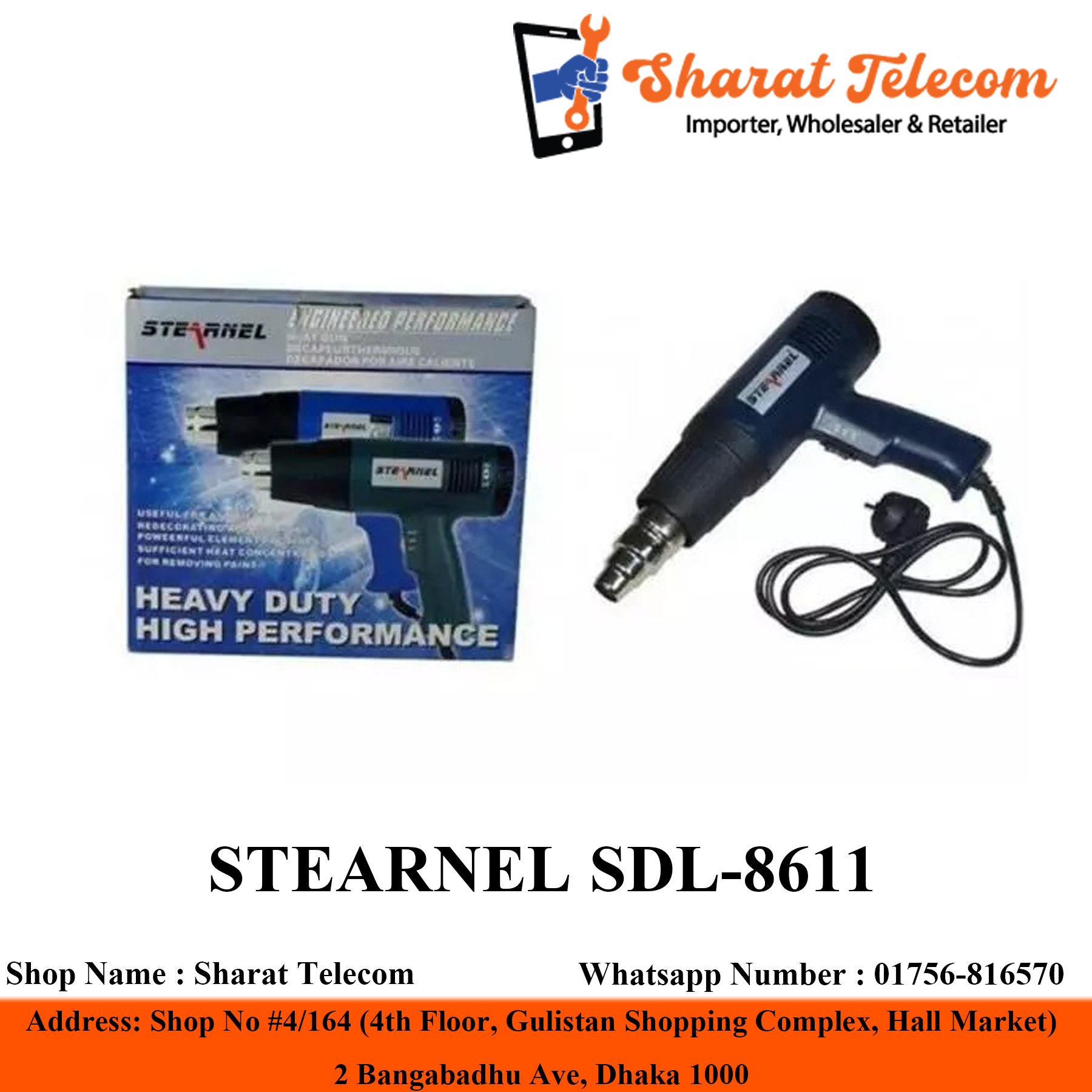 STEARNEL SDL-8611 Hot Air Gun Digital Display Industrial High Temperature 220V 1800W welding torch automotive film baking