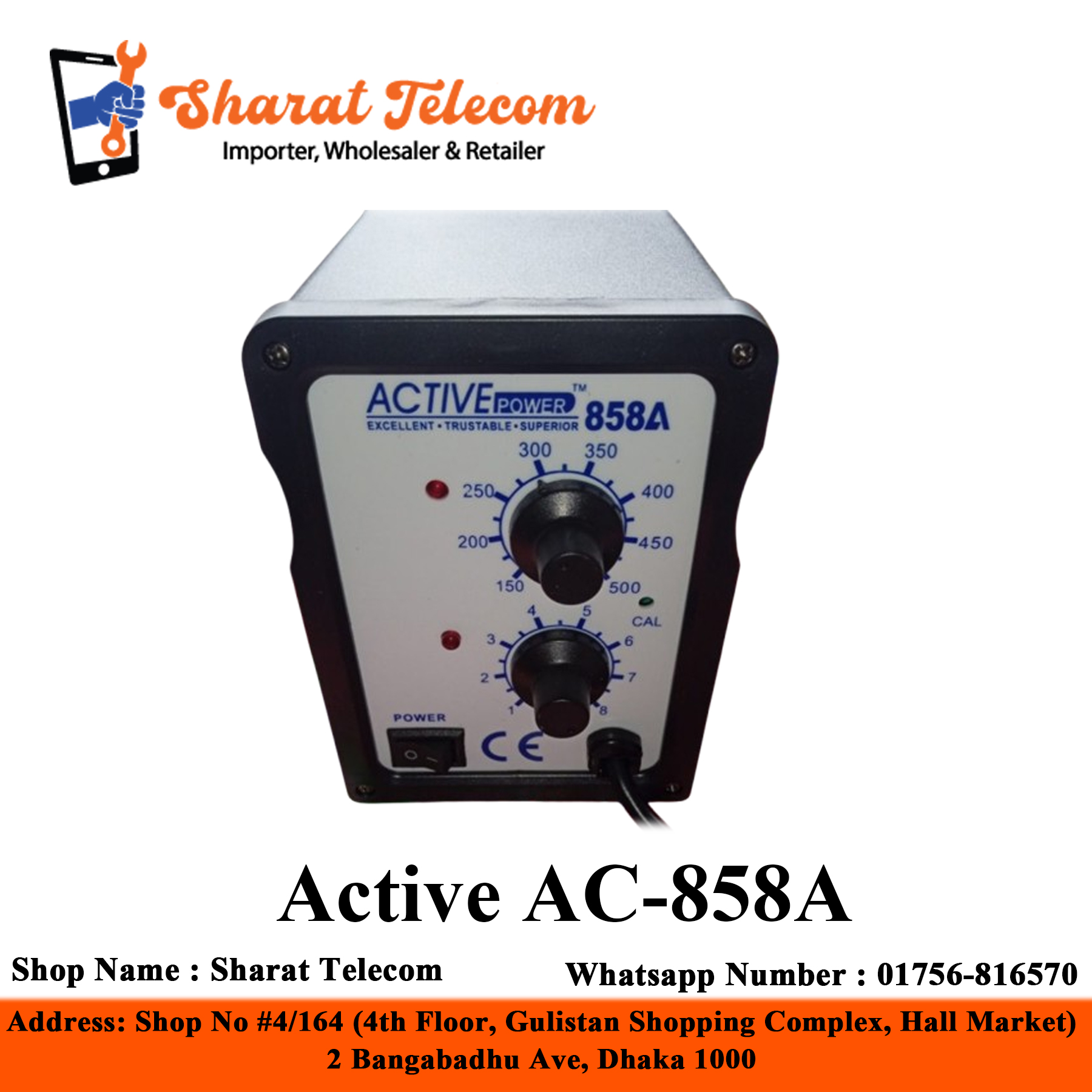 AC-858A Analog SMD Hot Air Gun Active Power Rework Station