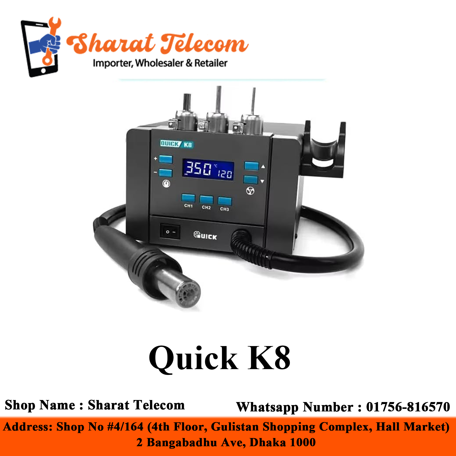 Quick K8 Smart Hot Air Rework Soldering Station Desoldering Repair 1000W