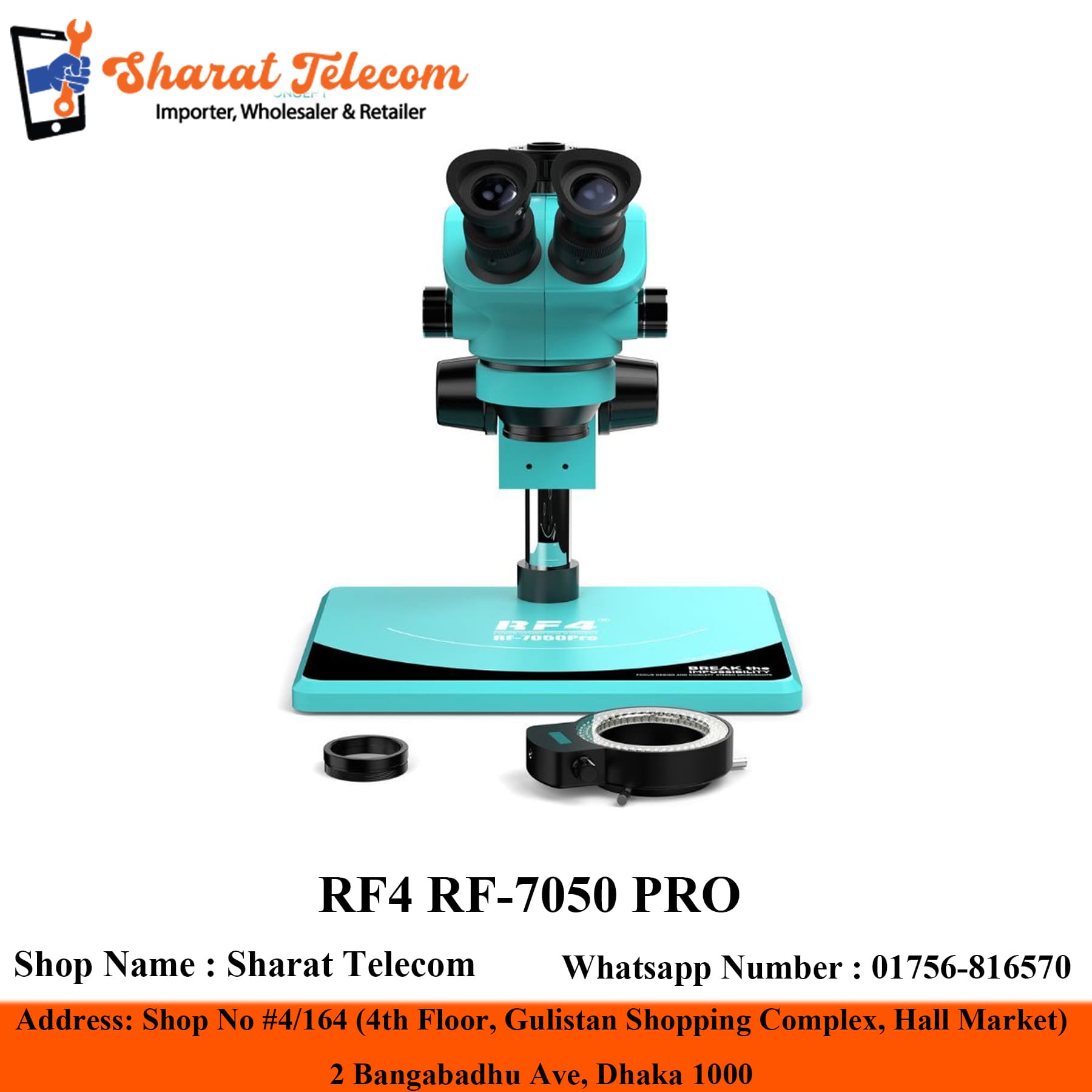 RF4 RF-7050 PRO 7X~50X Trinocular Stereo Microscope Camera 2025 Edition