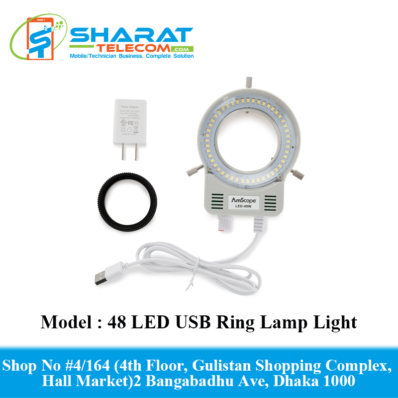 48 LED Industrial Microscope Adjustable Brightness USB Interface Ring Lamp Camera Light