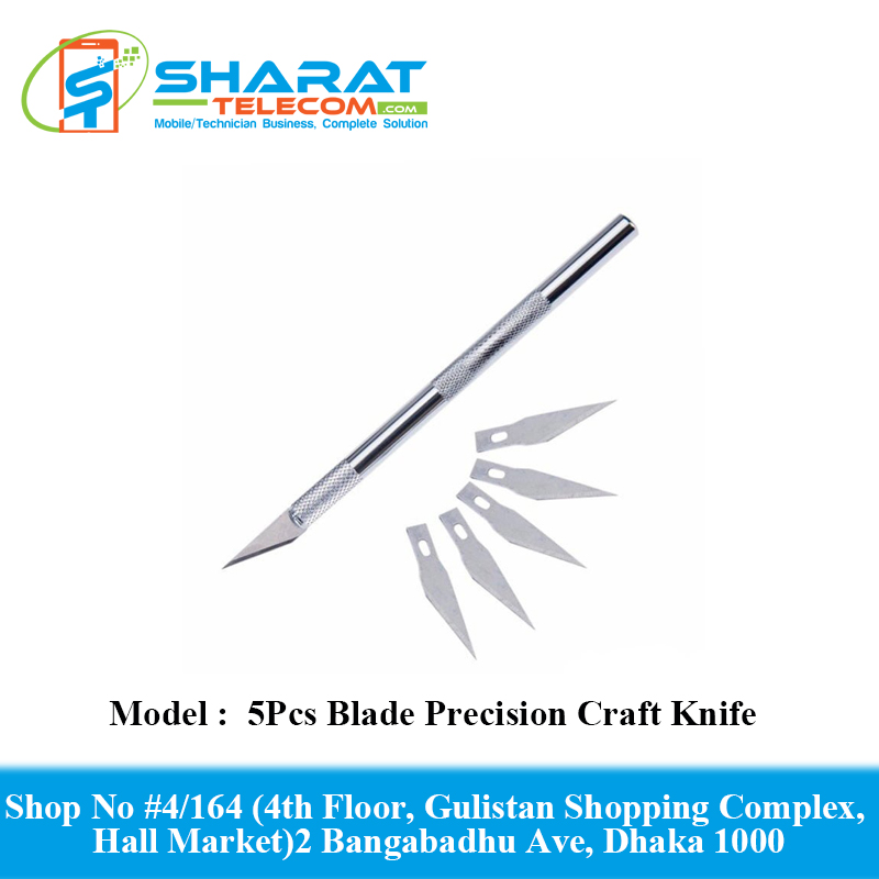 6Pcs Blade Precision Craft Knife Steel Handle 5 Inch Long Blade Cutting Carving Craft