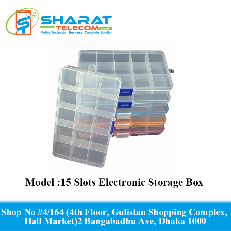 15 Slots Electronic Component Functional Transparent Plastic Storage Box Jewelry Parts & Electronic Parts