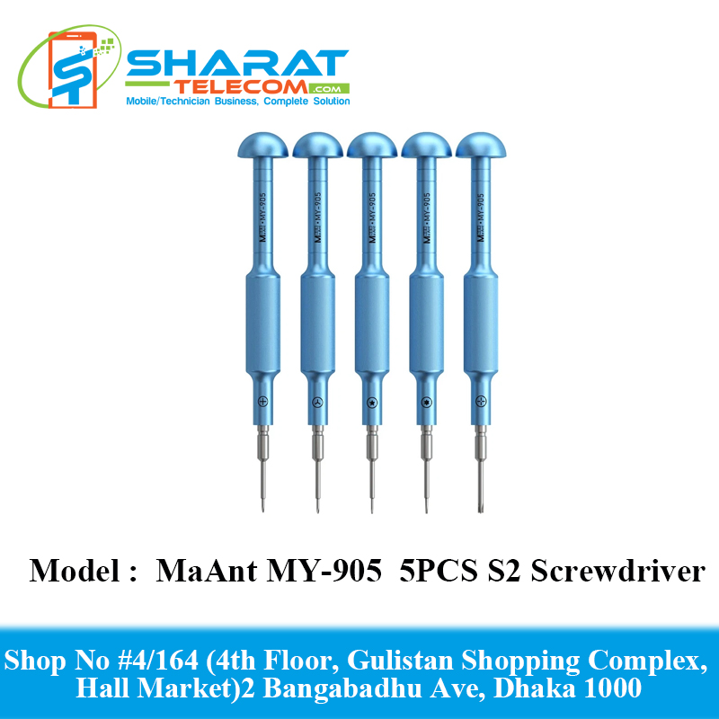MaAnt MY-905  5PCS S2 Steel Magnetic Tips Precision Screwdriver Set Tail