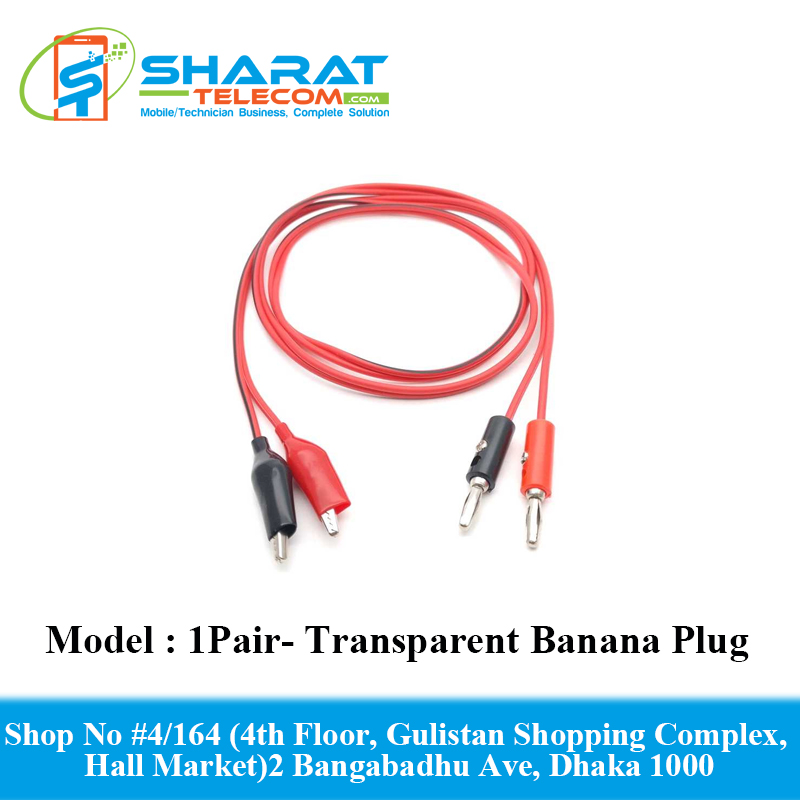 1Pair- Transparent Banana To Alligator Plug Dual Tester Probe For 4mm Multimetr