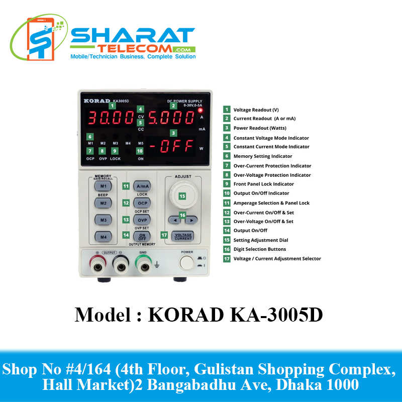 KORAD KA-3005D DC Power Supply 30V 5A Adjustable Digital Programmable