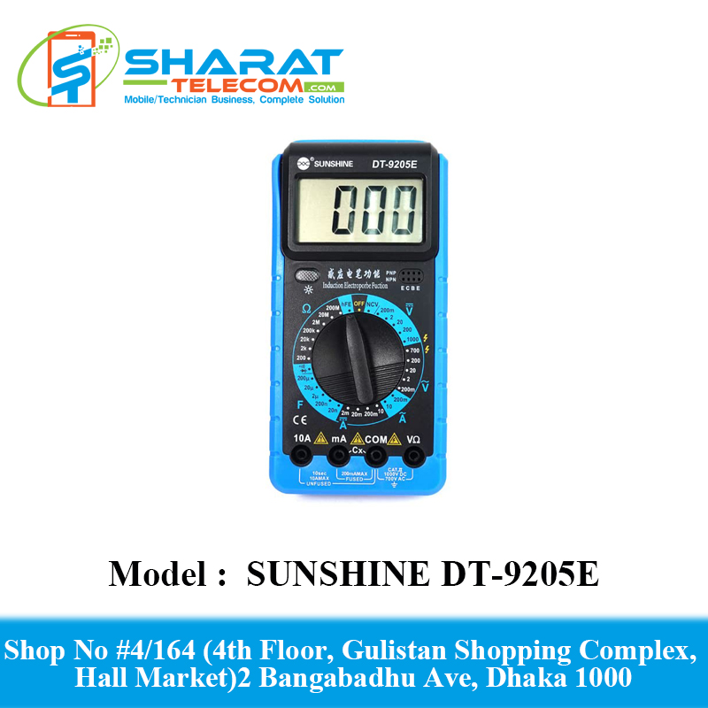 SUNSHINE MULTIMETER DT-9205E AC/DC Voltage Current Resistance Digital Multimeter Power meter Tester