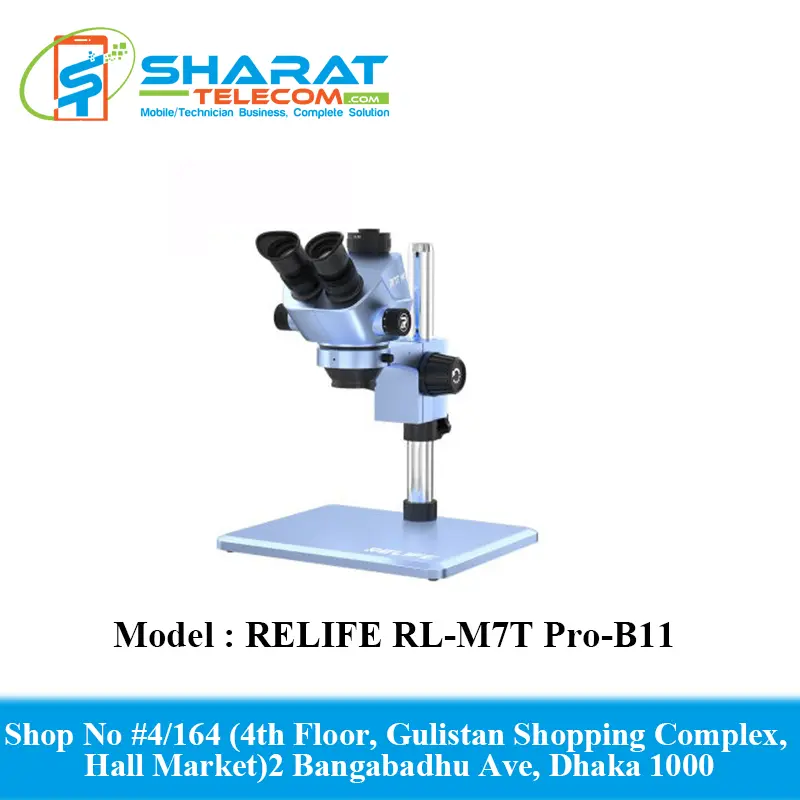 RELIFE RL-M7T Pro HD Trinocular Large Base Imaging Microscope 7X-50X Continuous Zoom HD Quality