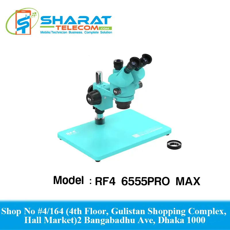RF4 RF-6555PRO MAX 6.5-65X Zoom Trinocular Binocular Stereo Microscope with Aluminum Alloy Base