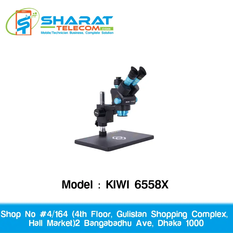 KIWI 6558X Trinocular Microscope Large Base 6.5-58 Zoom With Ultra HD - Sharat Telecom