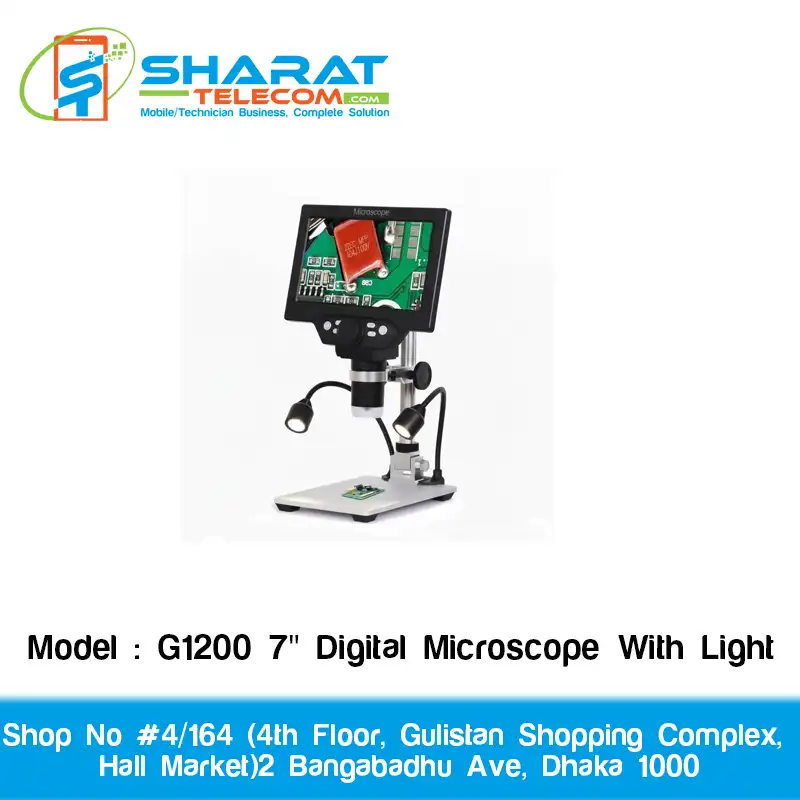 G-1200 7" LCD Digital Microscope with Light – 12MP, 1–1200X Magnification for Soldering & Electronics