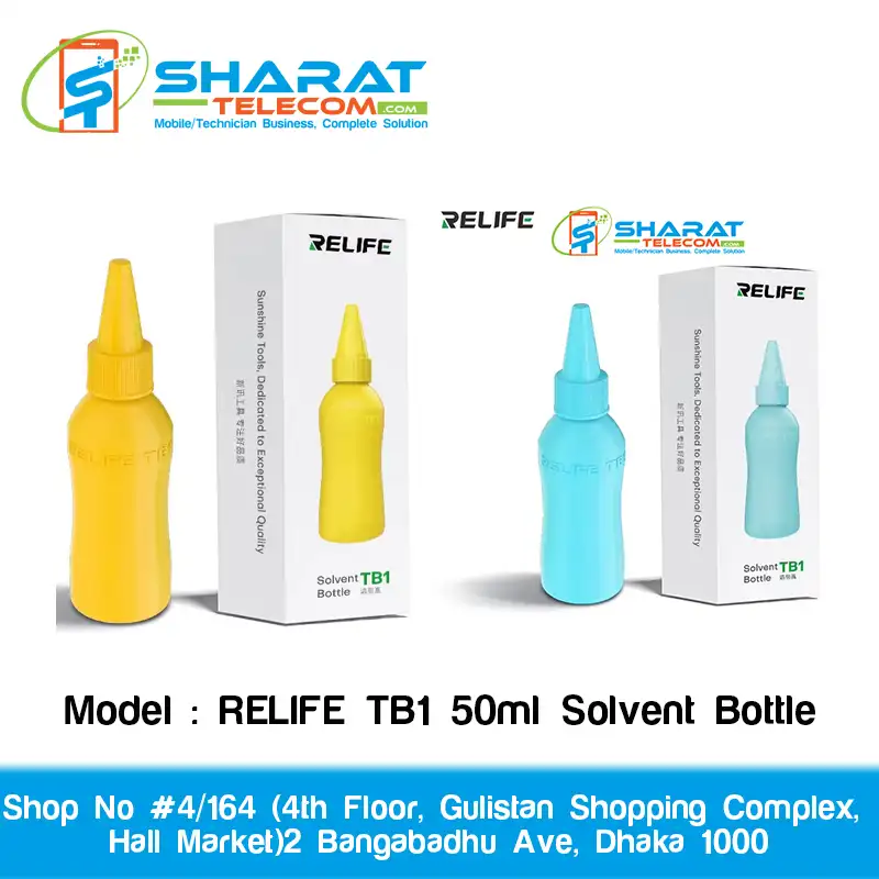 RELIFE TB1 50ml Solvent Bottle – Double Cap Alcohol Dispenser for Mobile PCB Cleaning & Soldering Aid