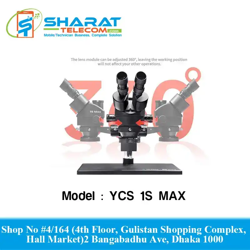 YCS 1S MAX Microscope with Extra Large Base 7-45 Zoom10X/20 HD Trinocular for Mobile